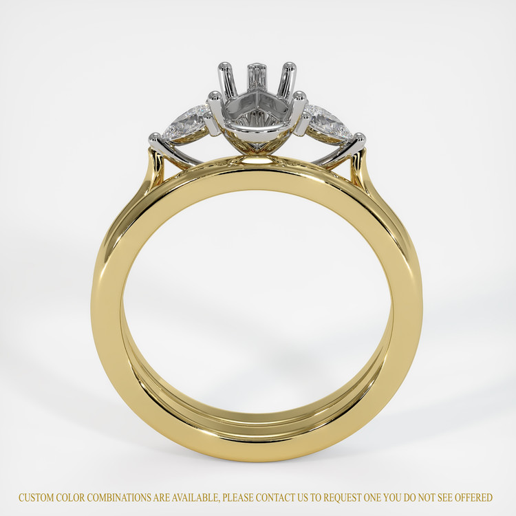 14K White & Yellow Three Stone Ring Setting