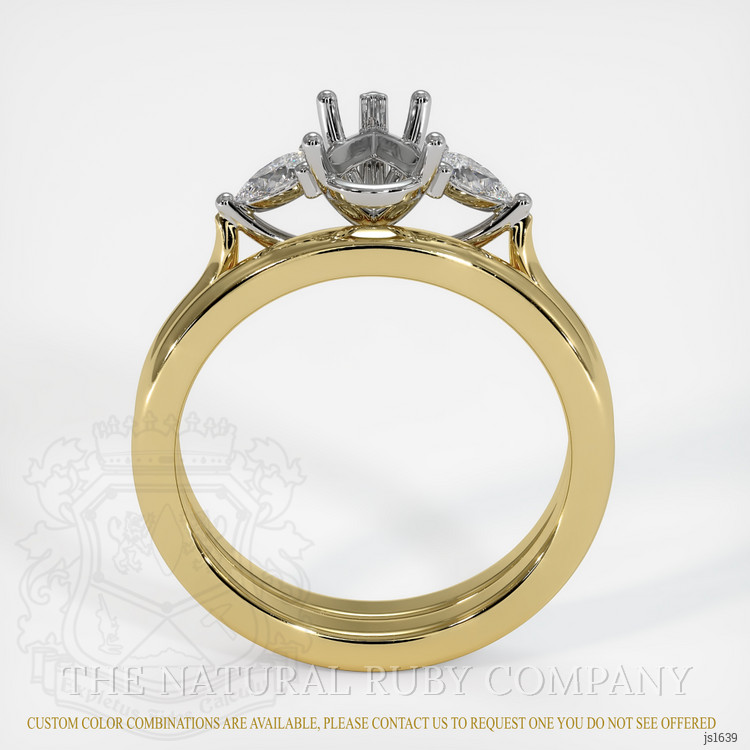14K White & Yellow Three Stone Ring Setting