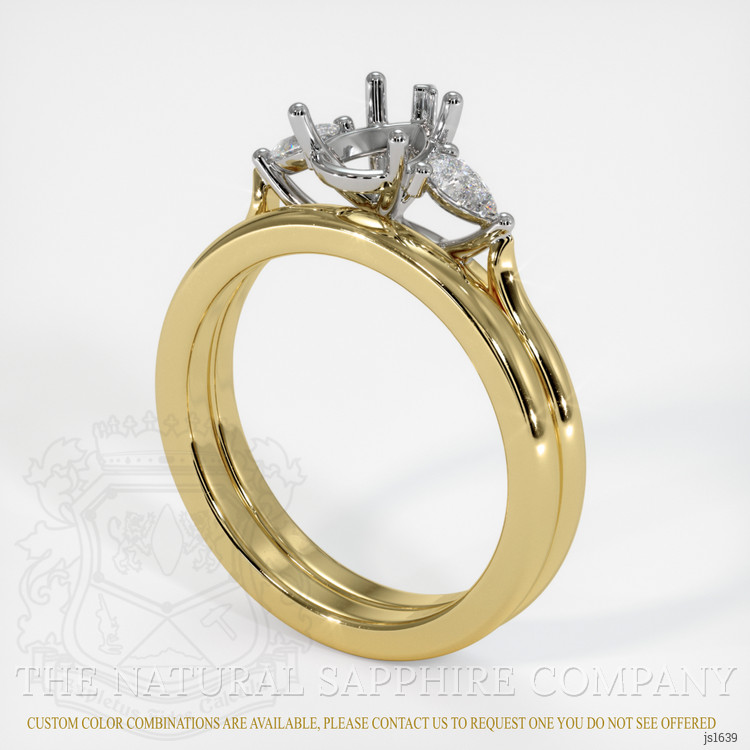 18K White & Yellow Three Stone Ring Setting