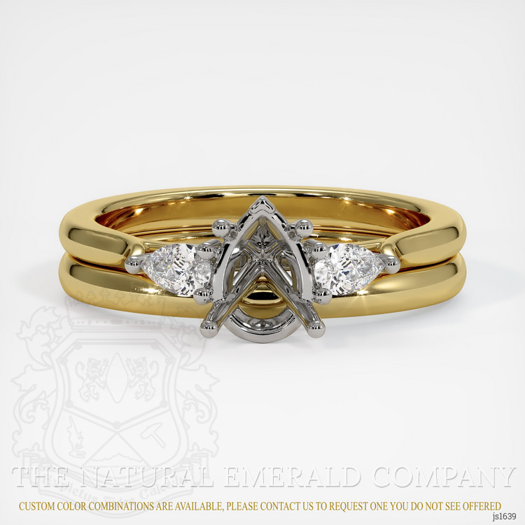 18K White & Yellow Three Stone Ring Setting