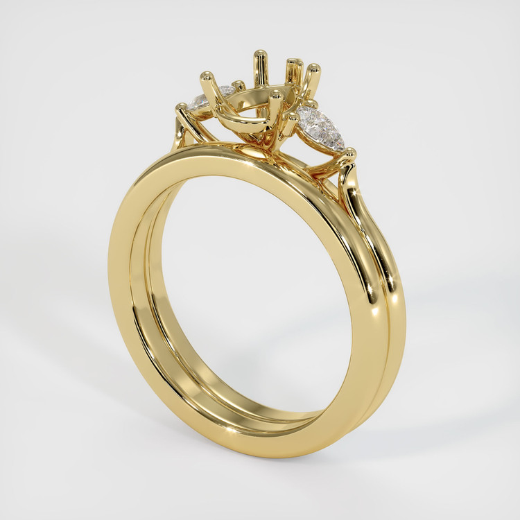 14K Yellow Gold Three Stone Ring Setting