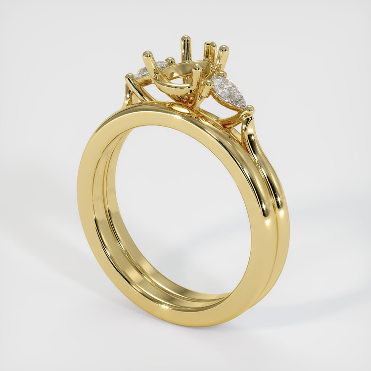 18K Yellow Gold Three Stone Ring Setting