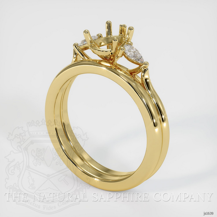 18K Yellow Gold Three Stone Ring Setting
