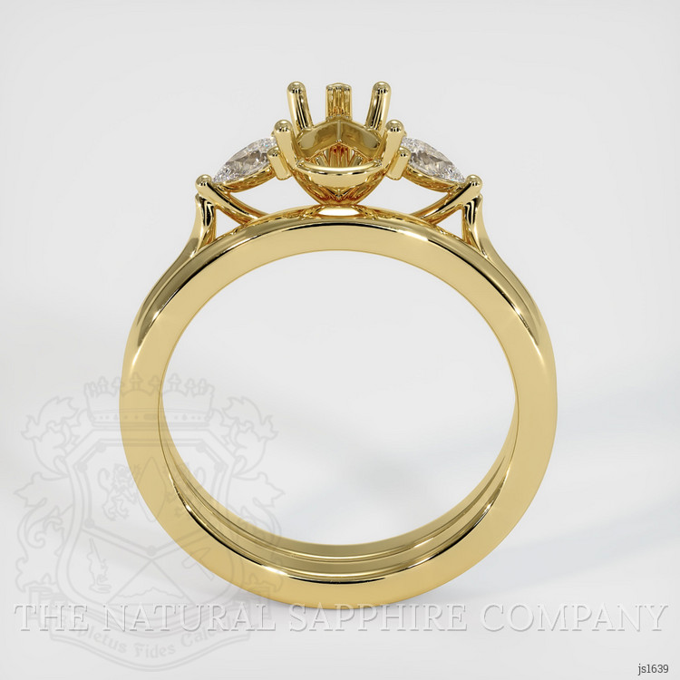 18K Yellow Gold Three Stone Ring Setting