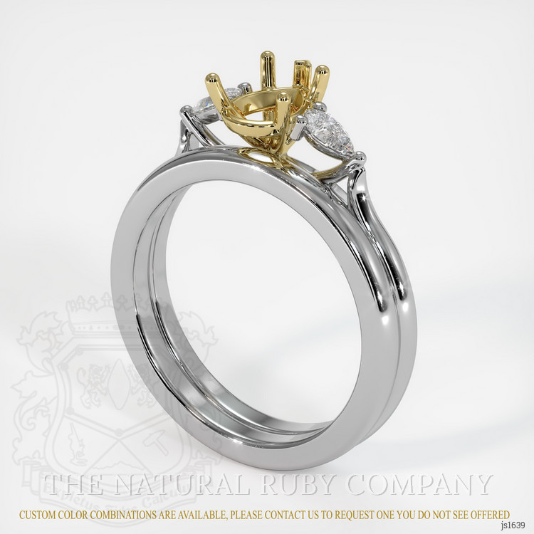 14K Yellow & White Three Stone Ring Setting