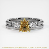 14K Yellow & White Three Stone Ring Setting Image