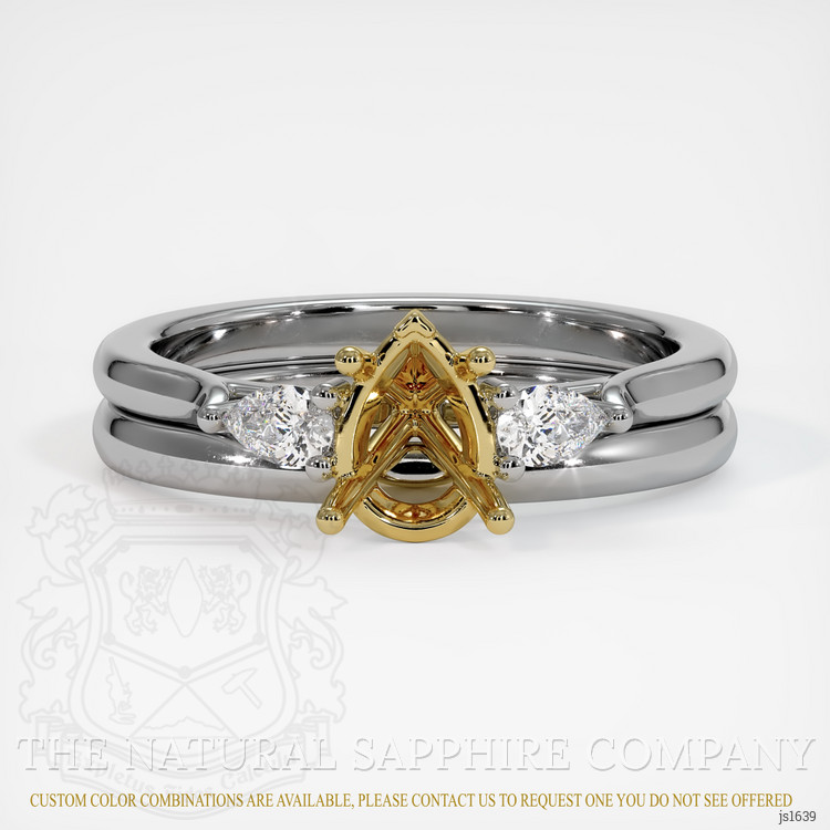 14K Yellow & White Three Stone Ring Setting