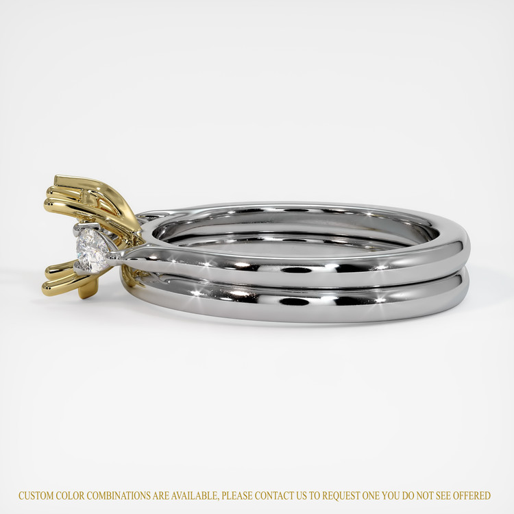 14K Yellow & White Three Stone Ring Setting