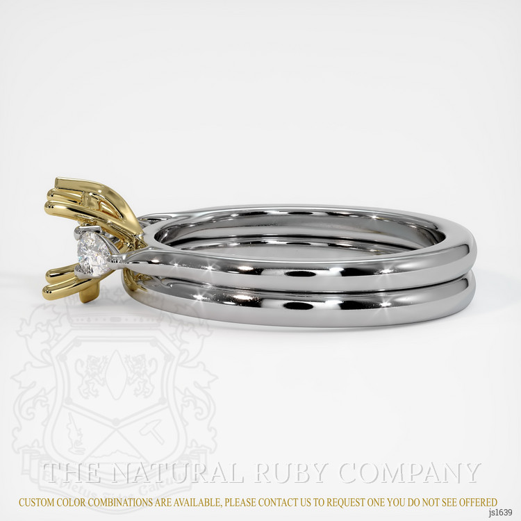 14K Yellow & White Three Stone Ring Setting