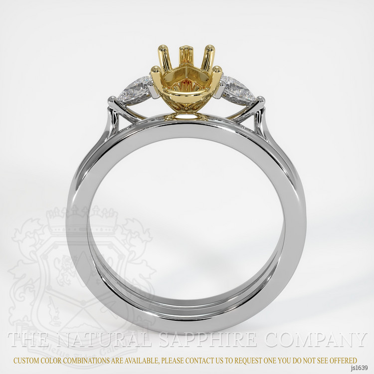 14K Yellow & White Three Stone Ring Setting