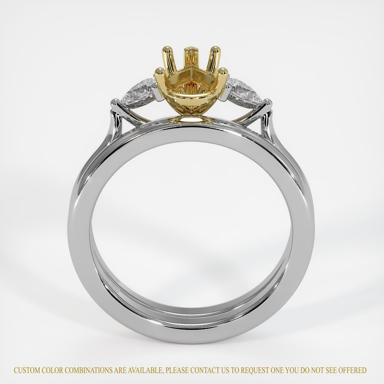 14K Yellow & White Three Stone Ring Setting