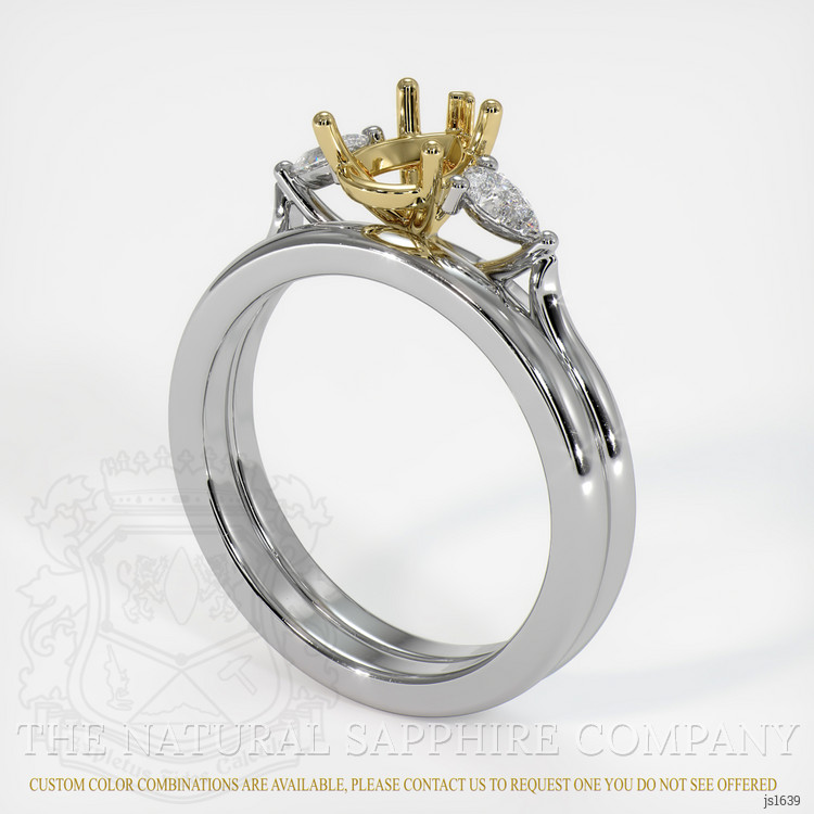 18K Yellow & White Three Stone Ring Setting