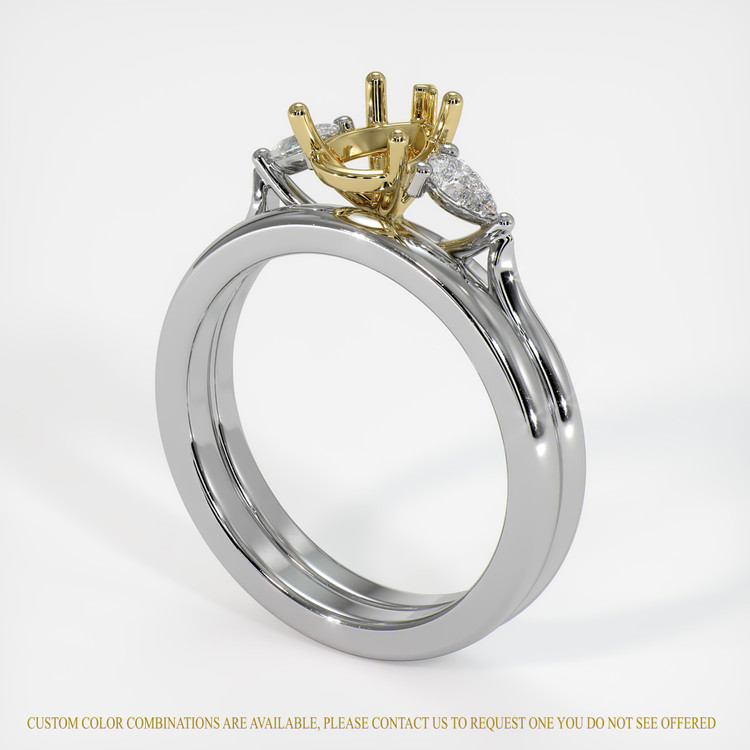 18K Yellow & White Three Stone Ring Setting