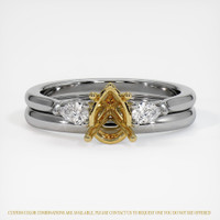 18K Yellow & White Three Stone Ring Setting Image