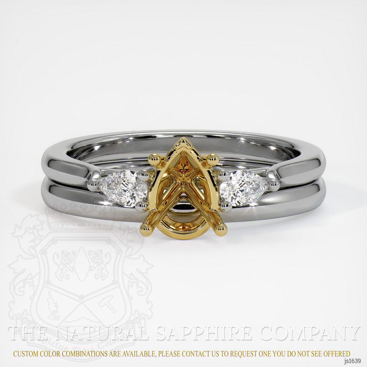 18K Yellow & White Three Stone Ring Setting