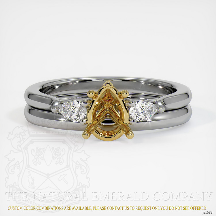 18K Yellow & White Three Stone Ring Setting