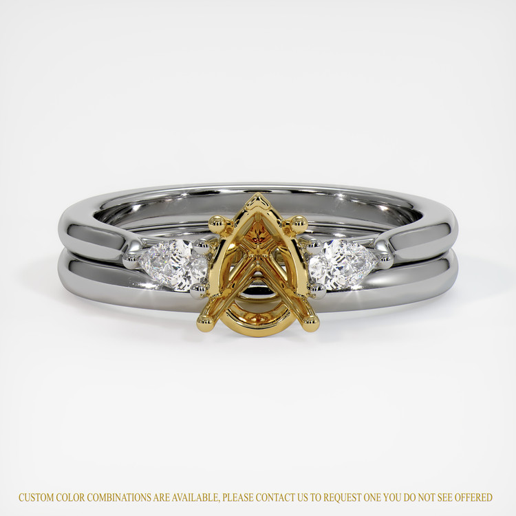 18K Yellow & White Three Stone Ring Setting