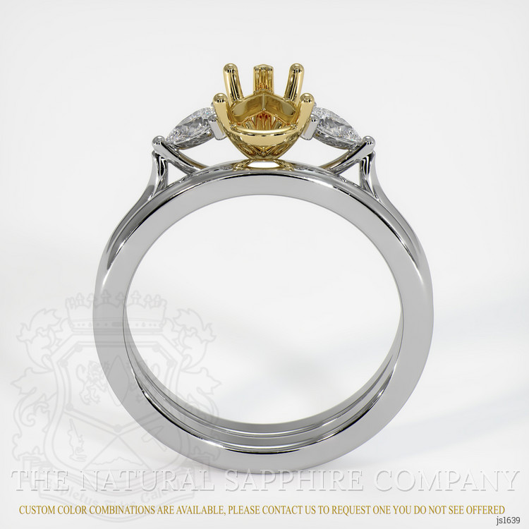 18K Yellow & White Three Stone Ring Setting