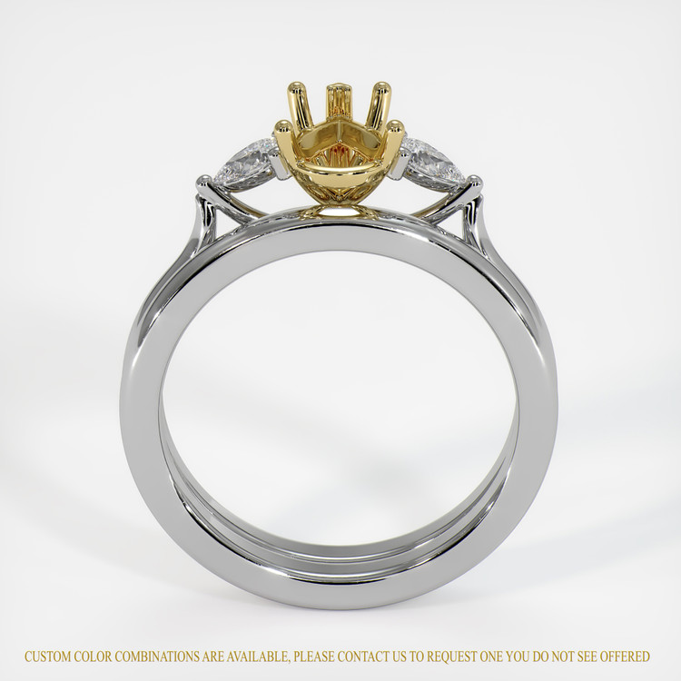 18K Yellow & White Three Stone Ring Setting