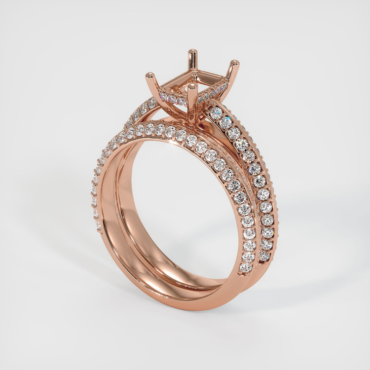 14K Rose Gold Pave Ring Setting