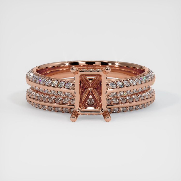 14K Rose Gold Pave Ring Setting