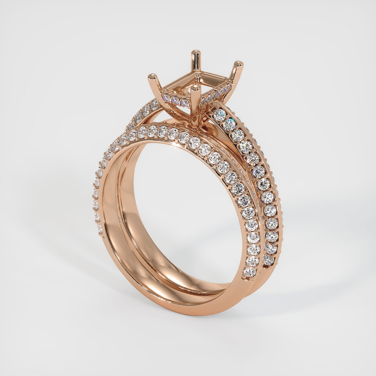 18K Rose Gold Pave Ring Setting