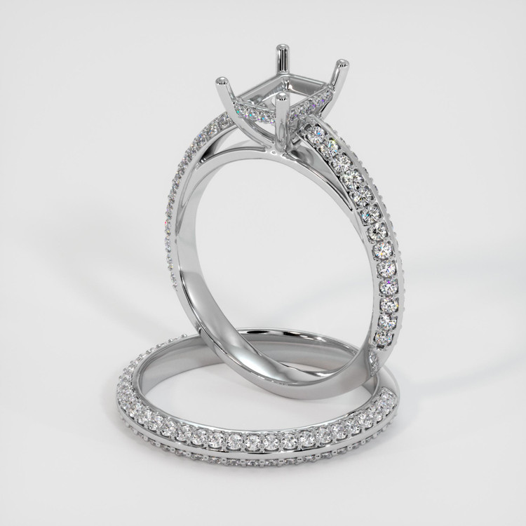 14K White Gold Pave Ring Setting