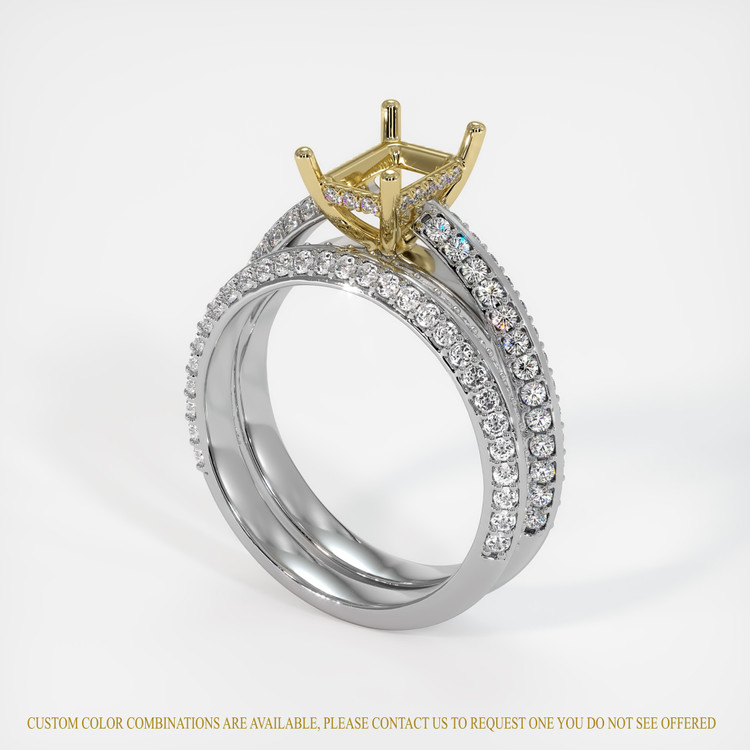 14K Yellow & White Pave Ring Setting