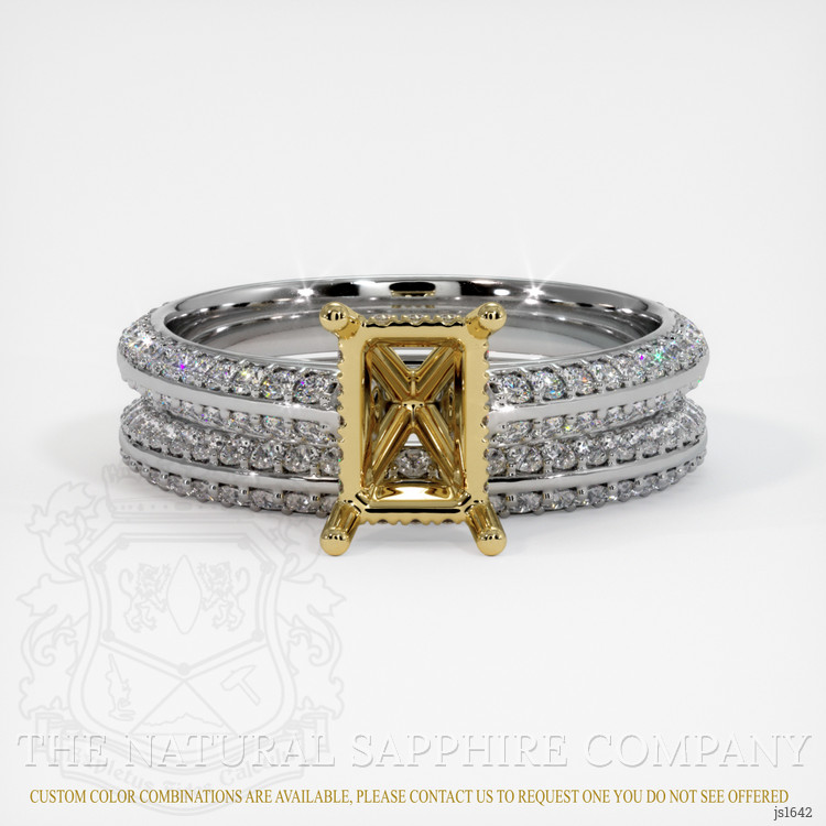 14K Yellow & White Pave Ring Setting