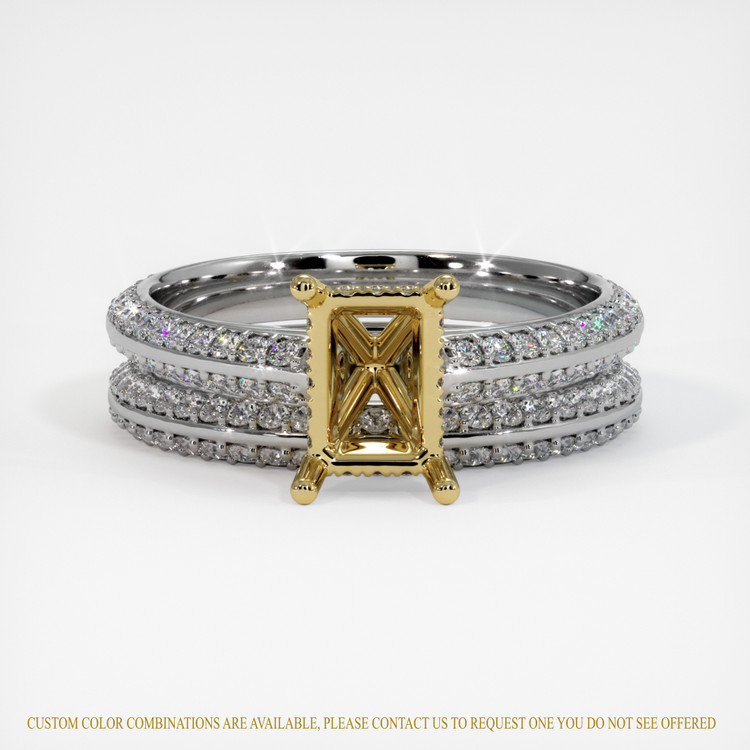 14K Yellow & White Pave Ring Setting