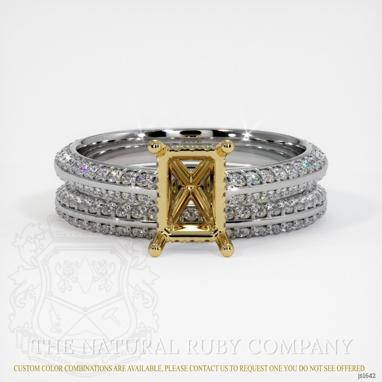 14K Yellow & White Pave Ring Setting