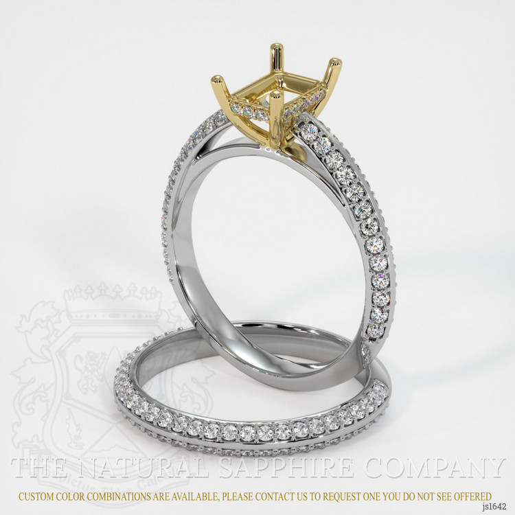 14K Yellow & White Pave Ring Setting