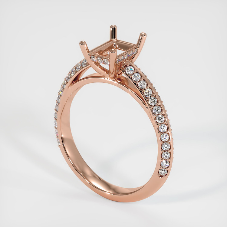 14K Rose Gold Pave Ring Setting
