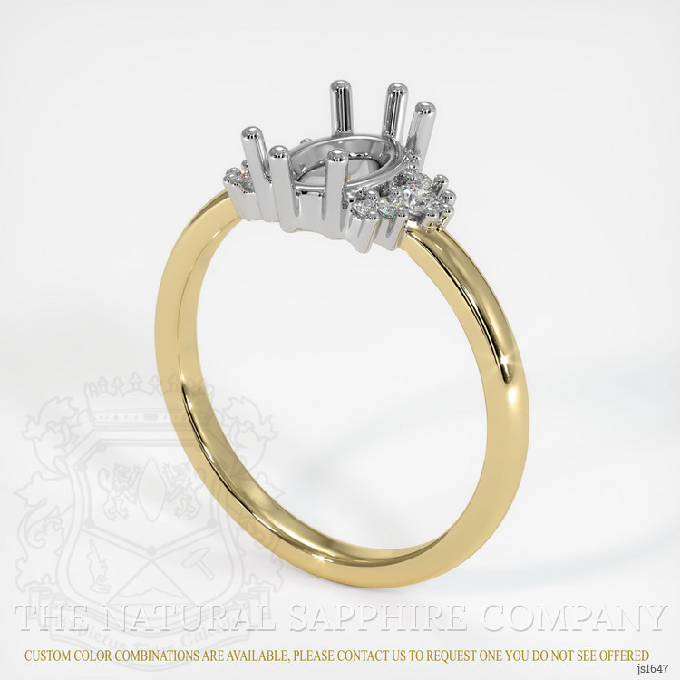 14K White & Yellow Accent Stones Ring Setting