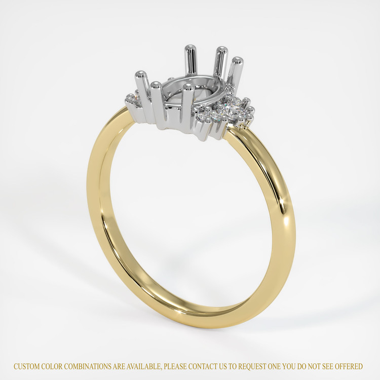 14K White & Yellow Accent Stones Ring Setting