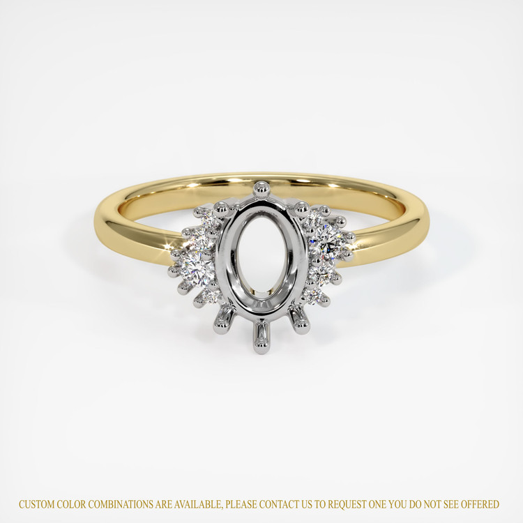 14K White & Yellow Accent Stones Ring Setting