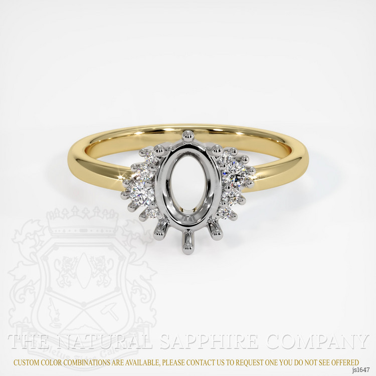 14K White & Yellow Accent Stones Ring Setting