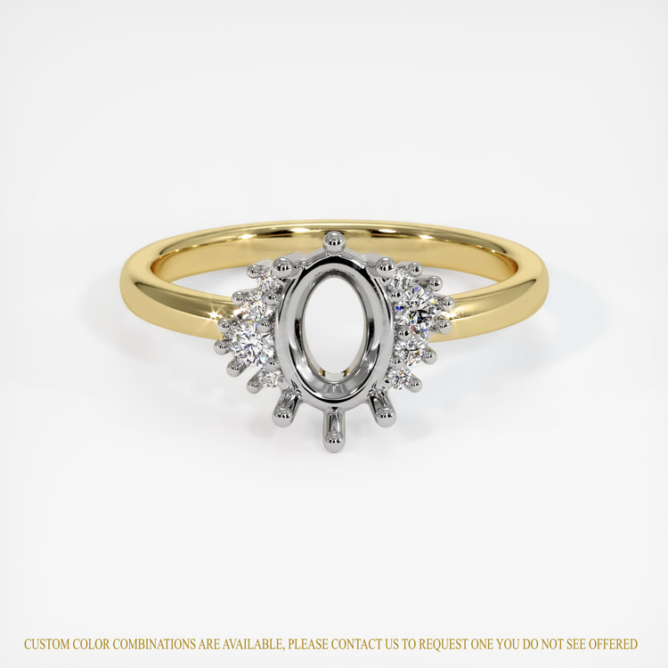 18K White & Yellow Accent Stones Ring Setting