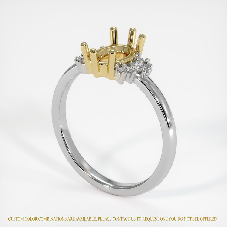 14K Yellow & White Accent Stones Ring Setting