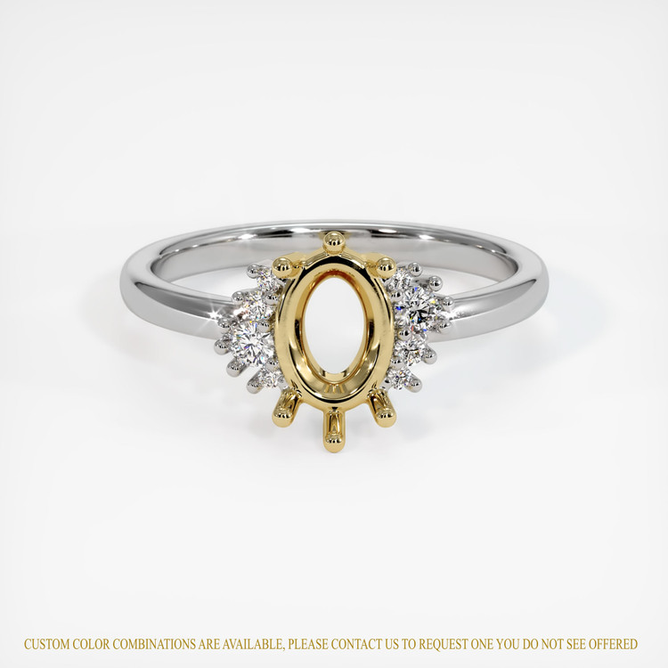 14K Yellow & White Accent Stones Ring Setting