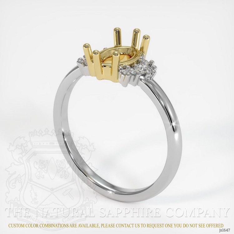 18K Yellow & White Accent Stones Ring Setting
