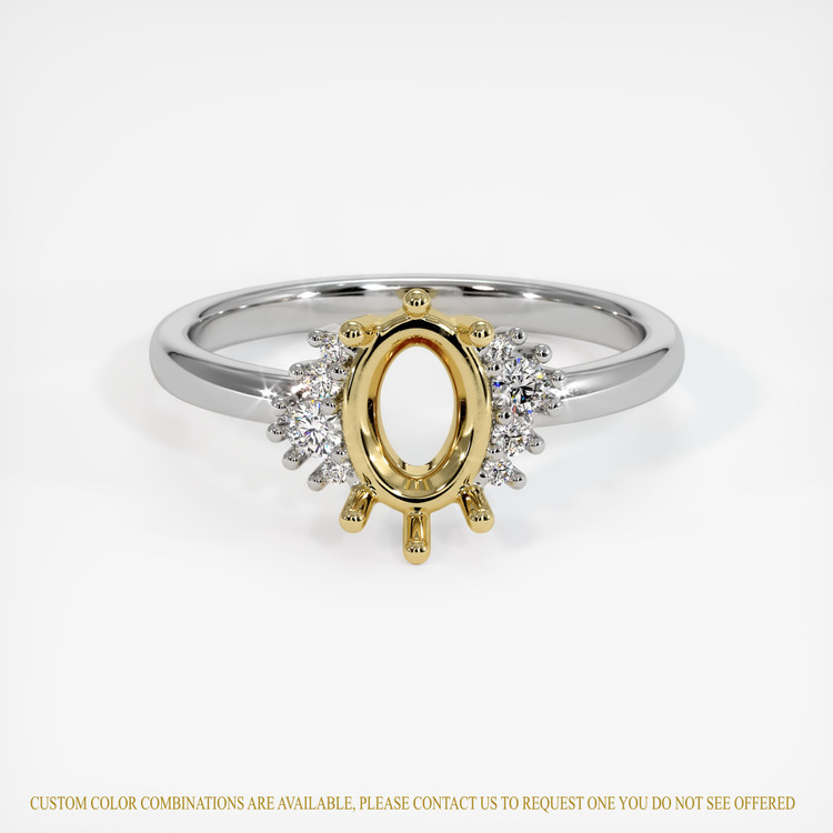 18K Yellow & White Accent Stones Ring Setting