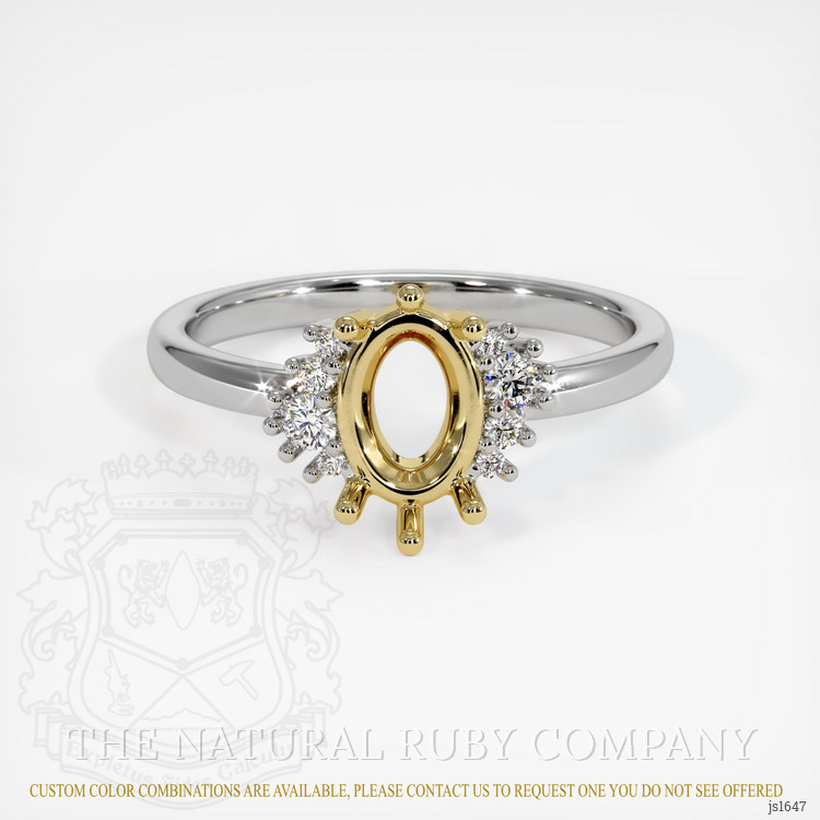18K Yellow & White Accent Stones Ring Setting