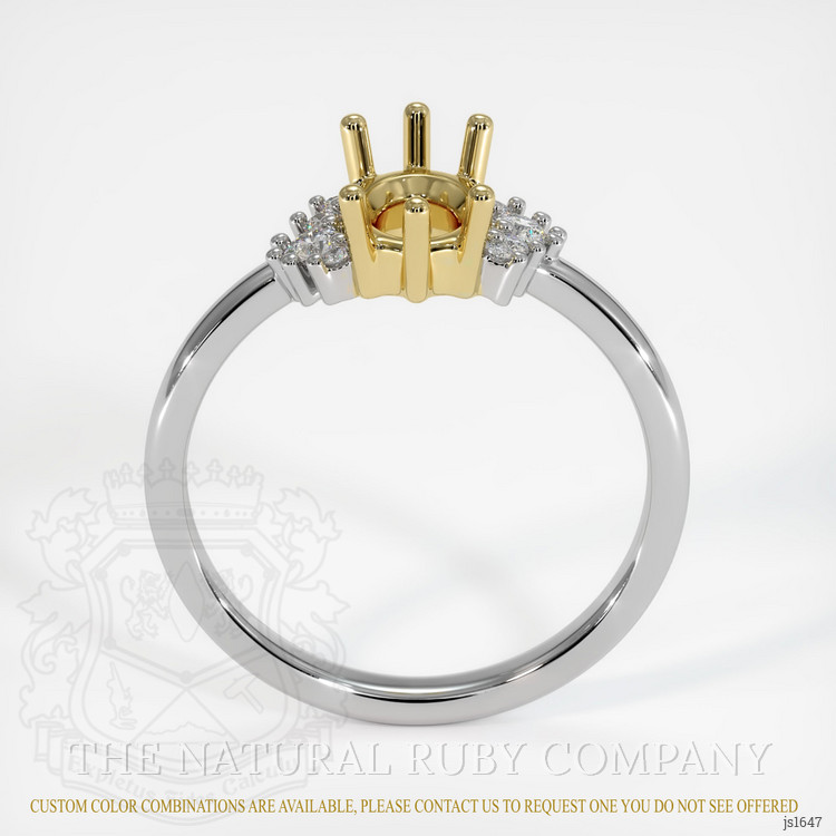 18K Yellow & White Accent Stones Ring Setting