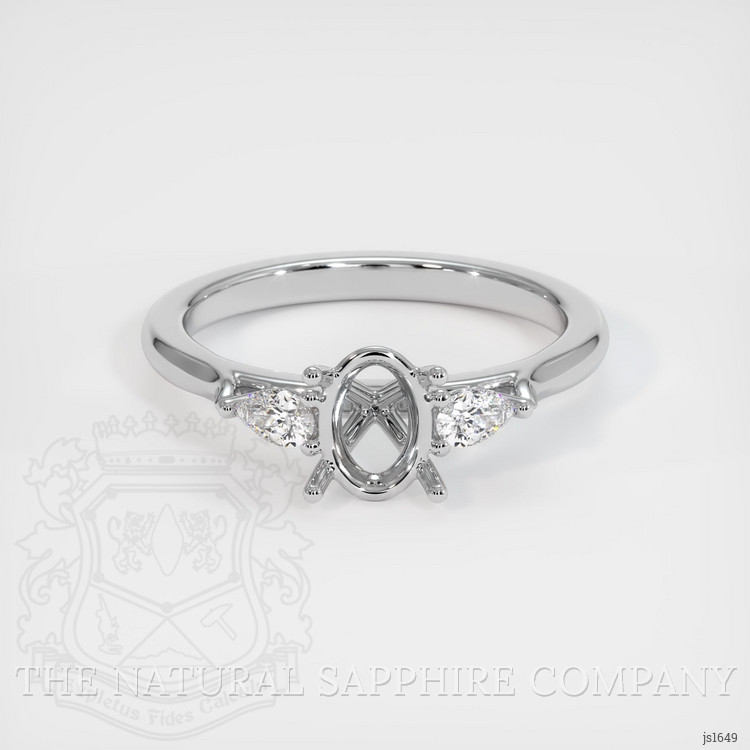 18K White Gold Three Stone Ring Setting