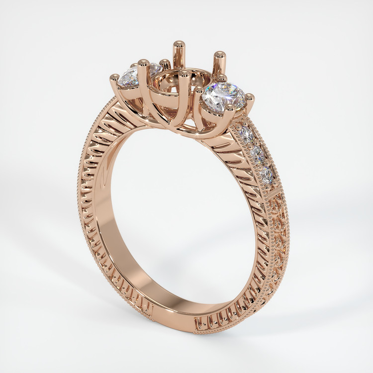 18K Rose Gold Antique Style Ring Setting