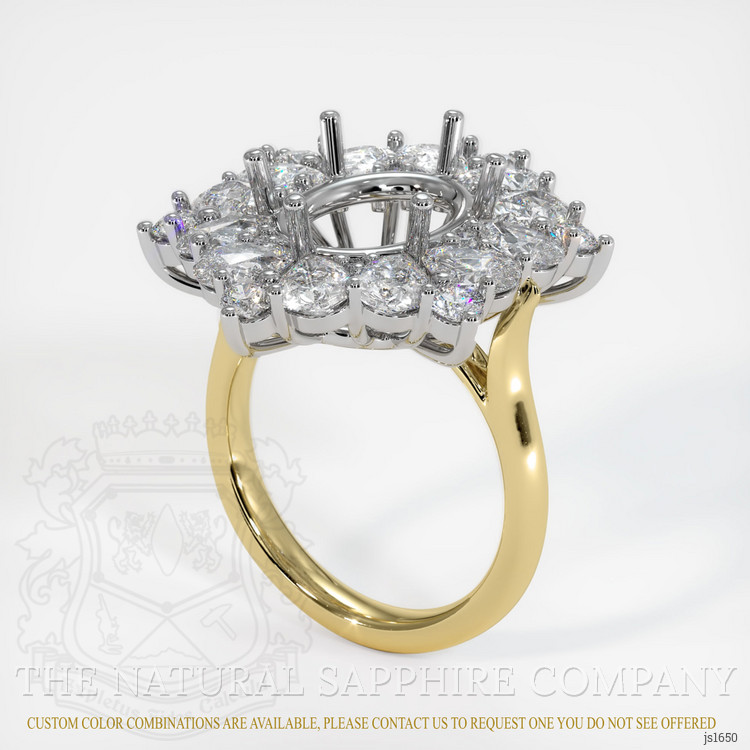 14K White & Yellow Halo Ring Setting