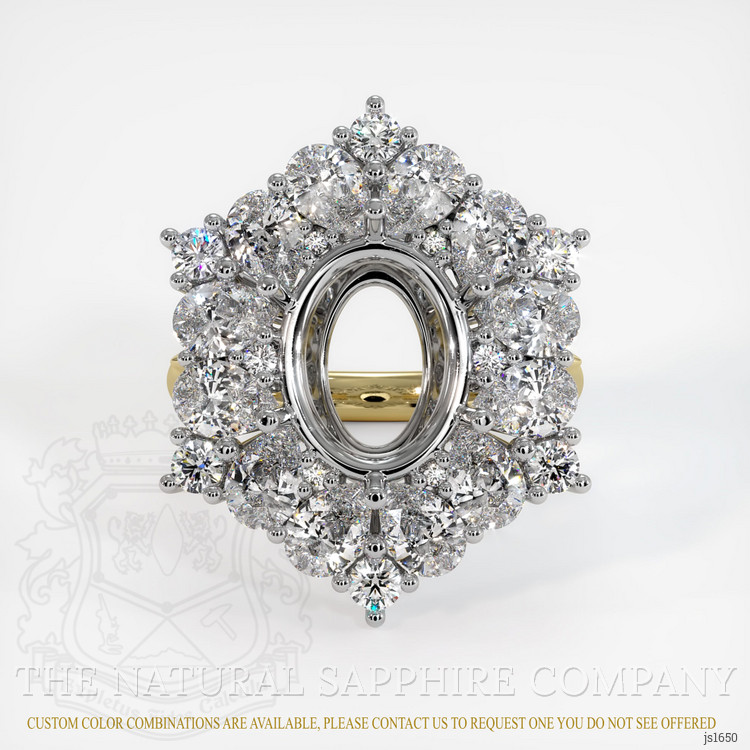 14K White & Yellow Halo Ring Setting