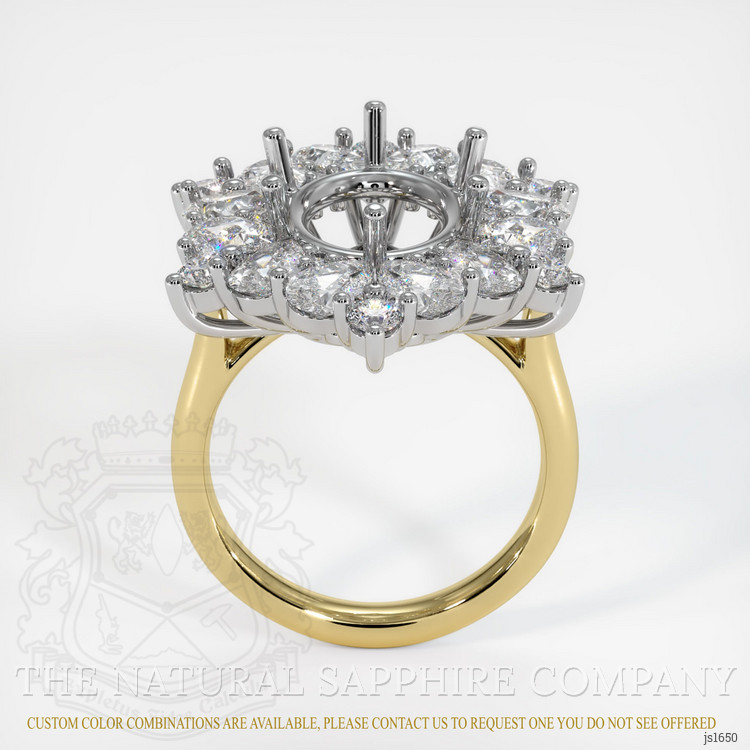 14K White & Yellow Halo Ring Setting