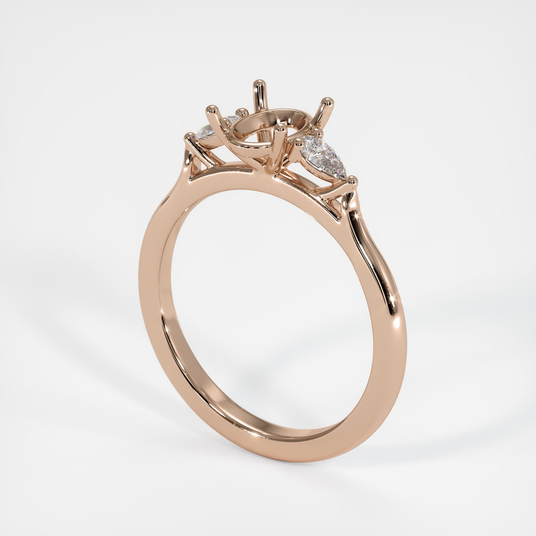 14K Rose Gold Three Stone Ring Setting